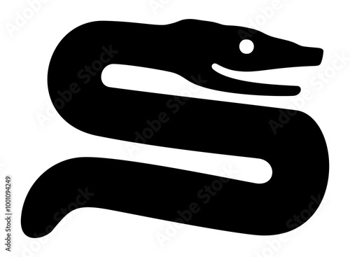 Serpent effigy,  silhouette of a snake based on an artifact of the Hopewell tradition, pre-Columbian Native Americans. Shape cut out from sheet mica, about 2000 years old. Isolated illustration. photo