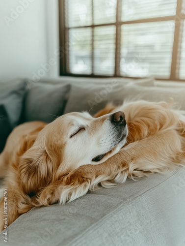 A peaceful golden retriever...
