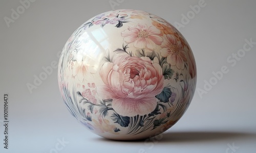 A floral-patterned ceramic egg.