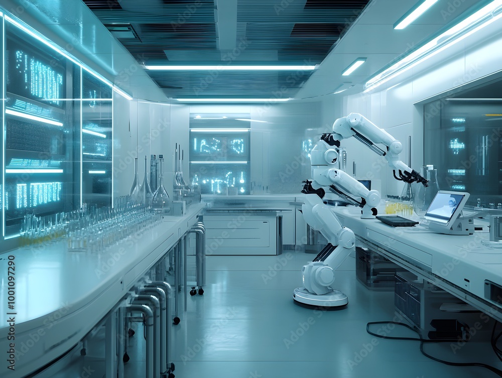 Advanced Robot in High-Tech Laboratory Setting Advanced Robot in High-Tech Laboratory Setting