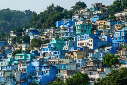 Colorful buildings in a hillside town