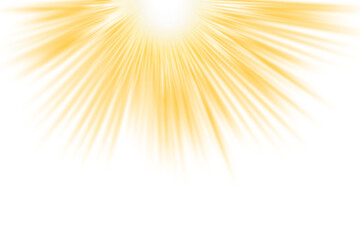 Glowing sun rays effects isolated on transparent background. Golden sunlight explode. Yellow shine glow light effect PNG. Sunshine effect with sparkle. Light sun for summer spring design elements
