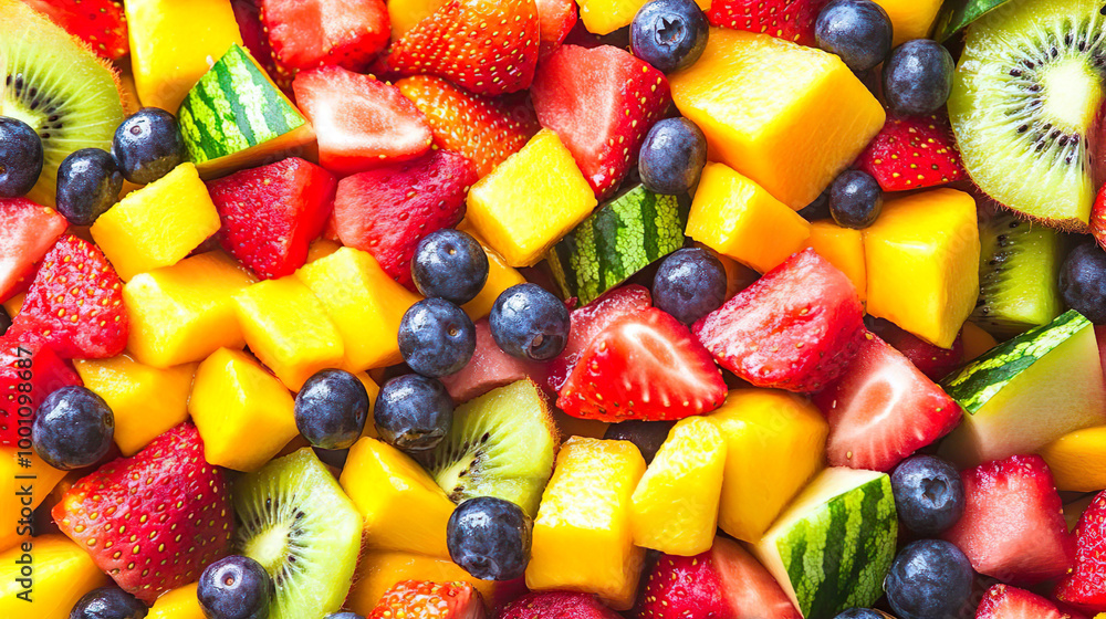 pieces of juicy fruits mix of strawberry mango water melon kiwi pieces of juicy fruits mix of strawberry mango water melon kiwi