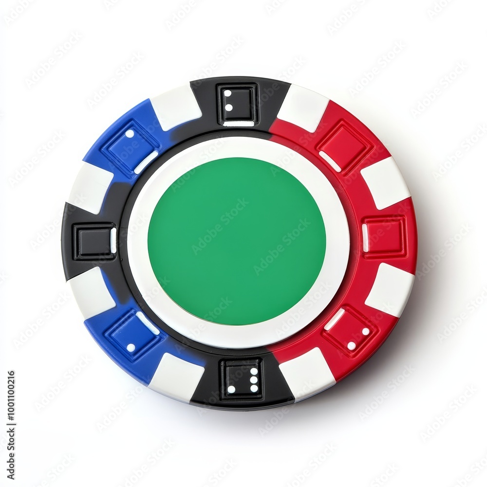 Highly rendering of green casino chip over white background with words in it Highly rendering of green casino chip over white background with words in it