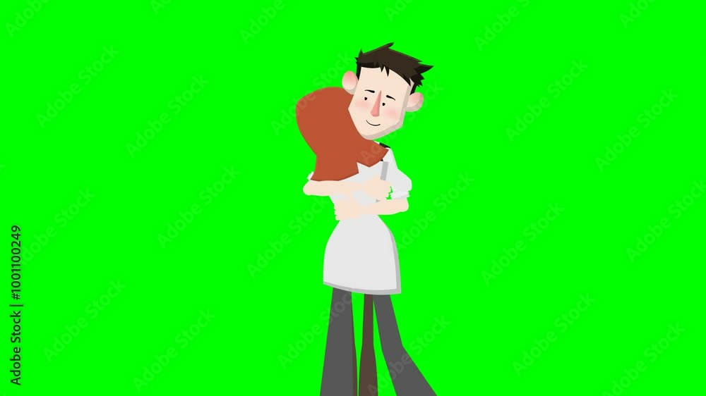 2d animated character of Cartoon man and earth who are lovingly embracing each other and making love . in green screen background chroma key. 2d animated character of Cartoon man and earth who are lovingly embracing each other and making love . in green screen background chroma key.