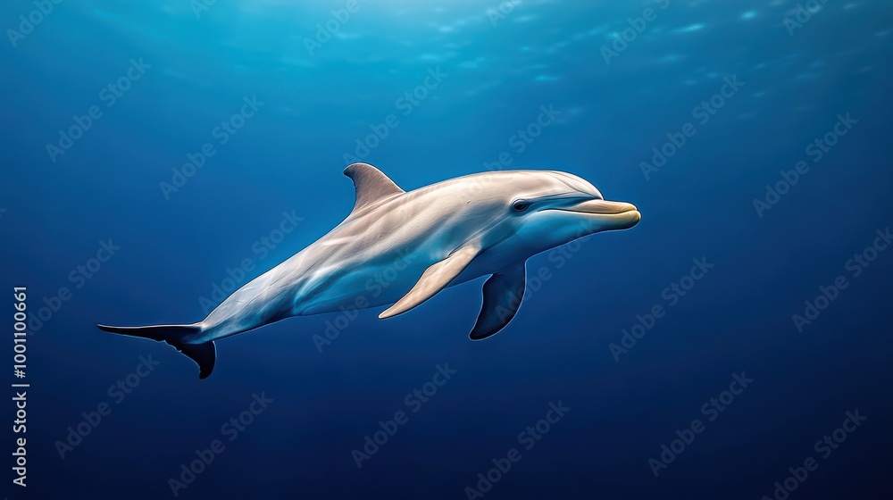Obraz premium Dolphin Swimming in Underwater Bliss