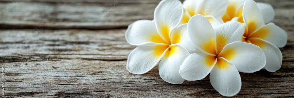 beautiful white plumeria flowers on wooden background beautiful white plumeria flowers on wooden background