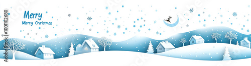 Christmas background with paper-cut snow landscape