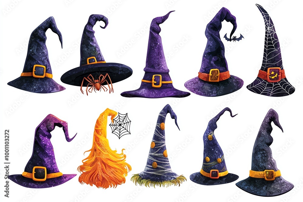 Obraz premium Witch s Hat Clipart Set A set of witch hats in different styles