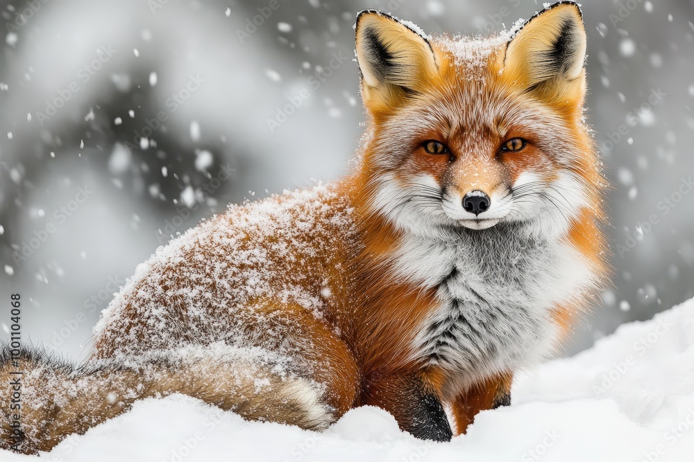 Curious fox in snowy winter landscape Curious fox in snowy winter landscape