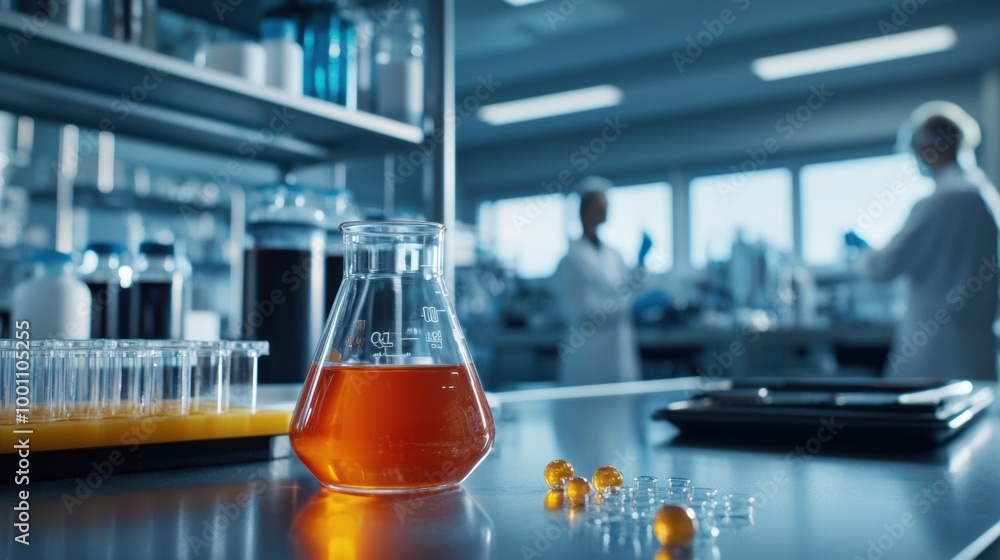 Laboratory with Chemical Experiments and Glassware Laboratory with Chemical Experiments and Glassware