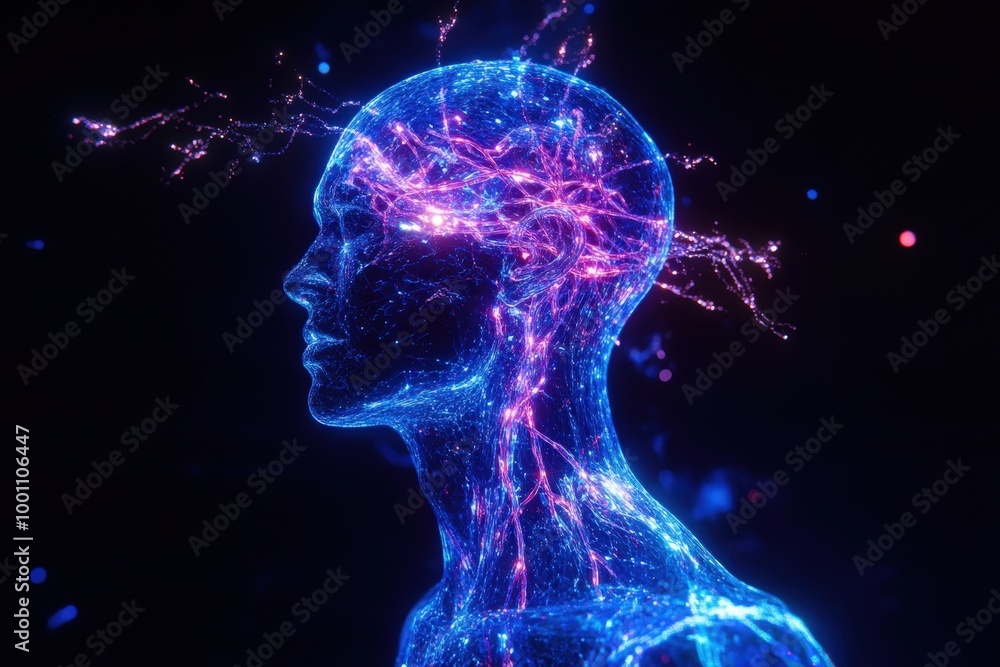 Glowing neural network and brain structure Glowing neural network and brain structure