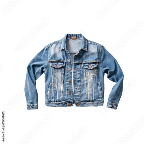 blue denim jacket ,isolated on white background , transparent png image 