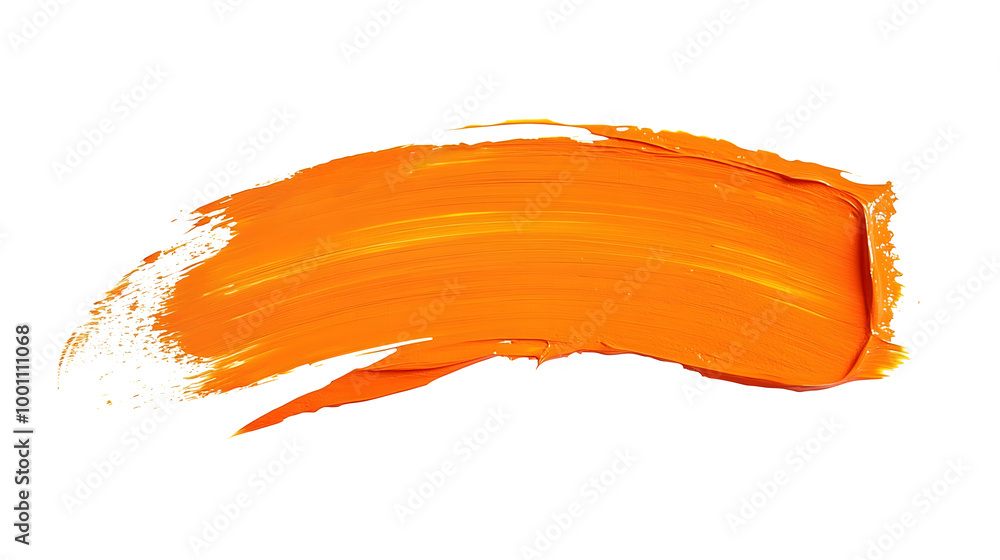 Fototapeta premium Vibrant Orange Paint Brush Stroke on White Background