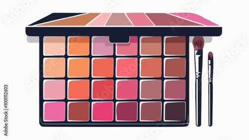 Stylized illustration of eyeshadow palette in bold lines and vibrant colors.