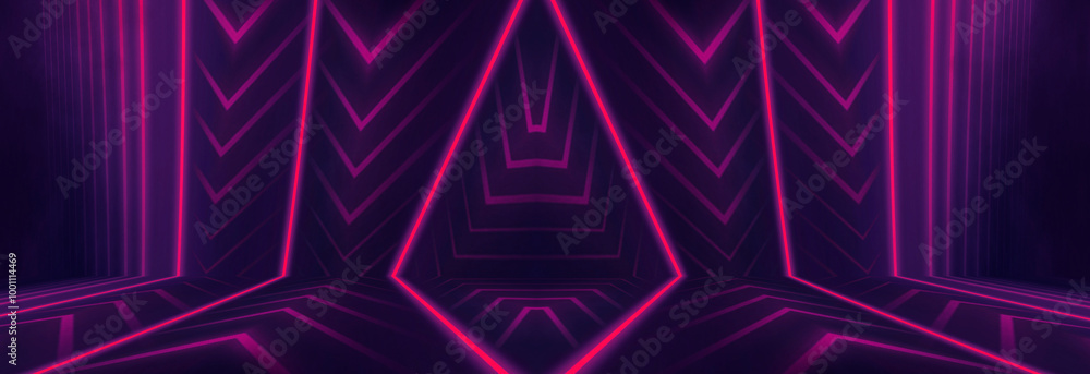 Neon light in tunnels, rays and lines. Perspective of light in motion. Dark abstract neon background, empty stage. Neon light in tunnels, rays and lines. Perspective of light in motion. Dark abstract neon background, empty stage.