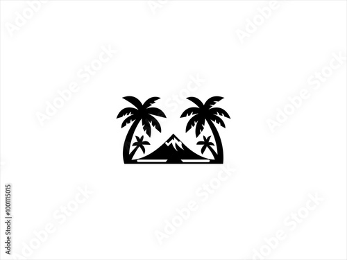 Wallpaper Mural  Hawaii beach logo.The logo incorporate elements like palm trees, ocean waves, and a golden sun to represent relaxation and natural beauty.  Torontodigital.ca