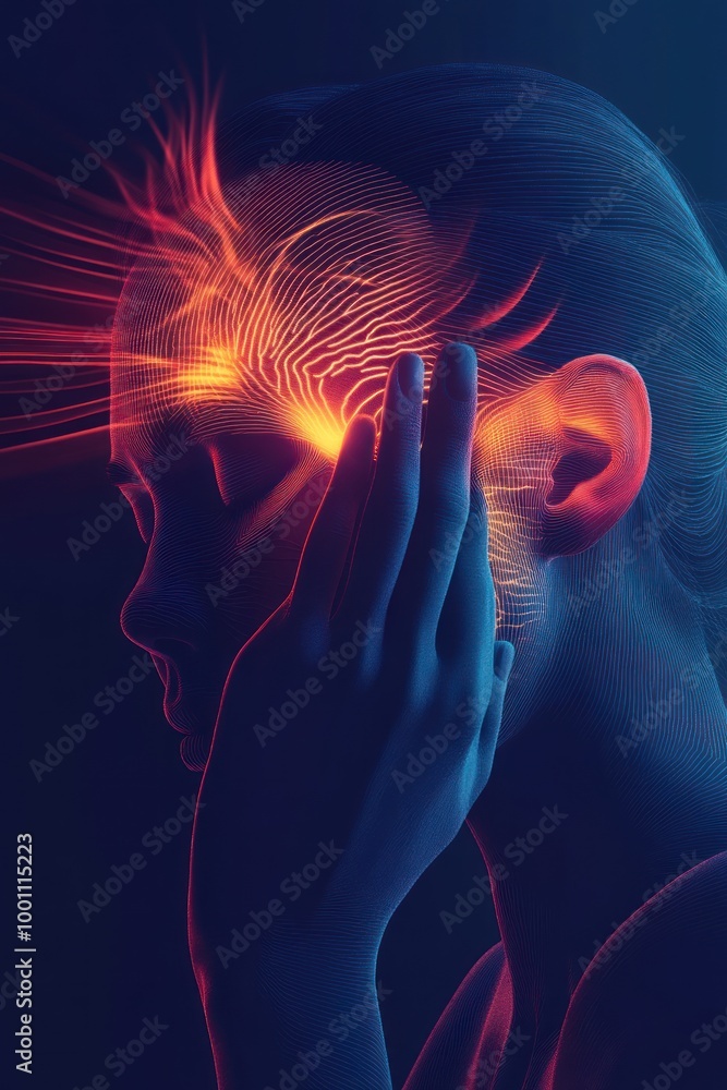 A digital artwork depicting a profile of a person with abstract energy emanating from their head. A digital artwork depicting a profile of a person with abstract energy emanating from their head.