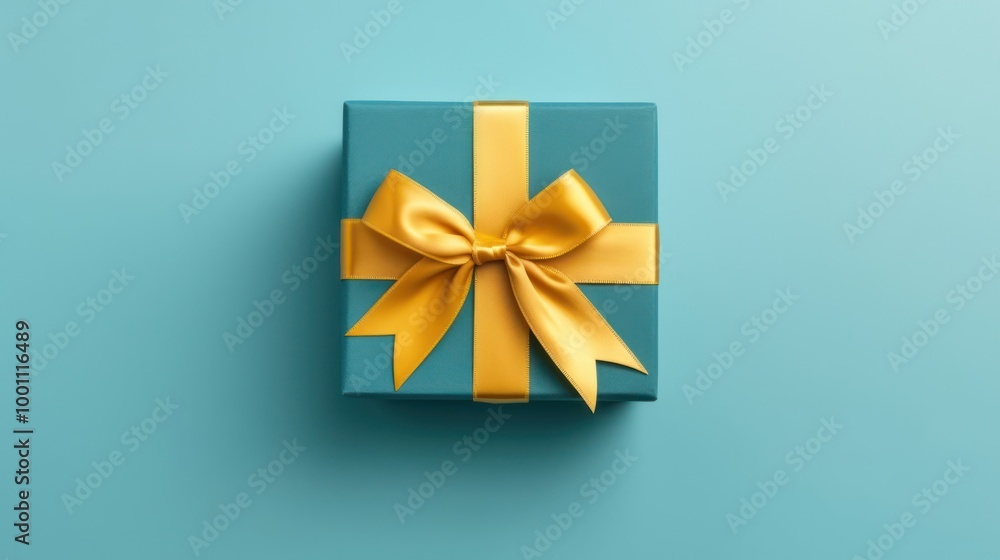 Teal Gift Box with Golden Bow Teal Gift Box with Golden Bow
