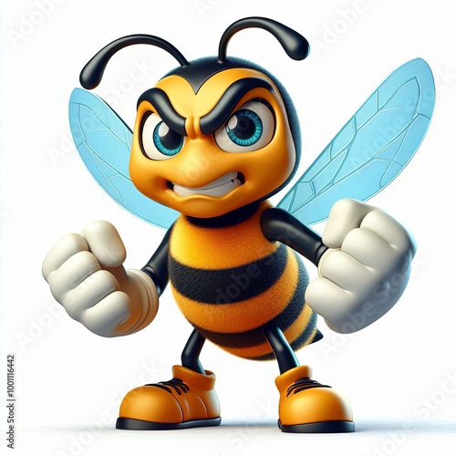 Cartoon Angry Hornet Mascot Pro character, 3d Generative aI