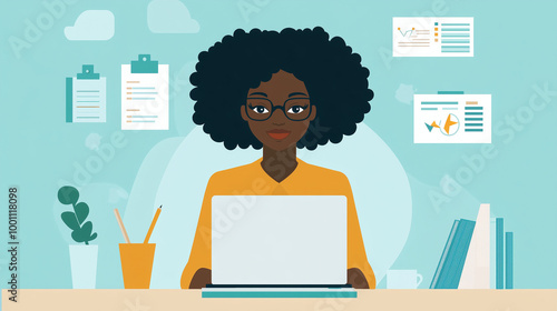 woman working on laptop