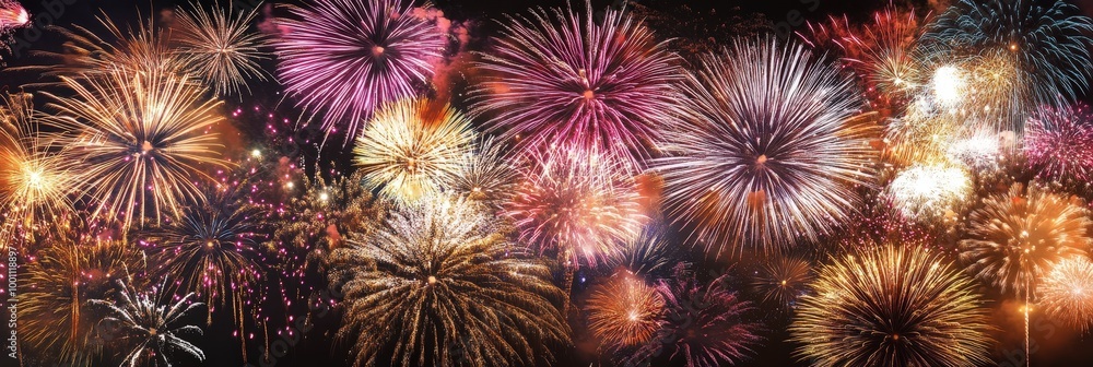 Vibrant fireworks display in the night sky Vibrant fireworks display in the night sky