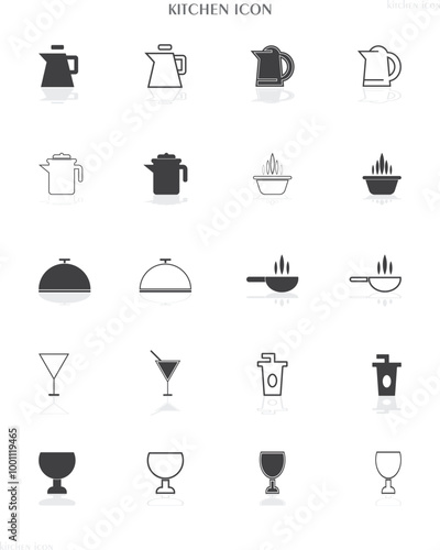 kitchen icon, grocery icon, kitchen , Dish plate, Food bowl and Cooking utensils set. Tableware line icons. Fork, spoon and knife cutlery line icons. Grill pan, dish washer and dish
