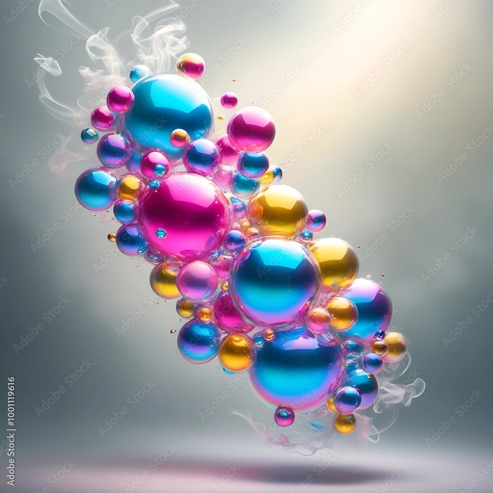Fototapeta premium floating colorful bubbles representing the complex nature of digital influence and marketing campaigns