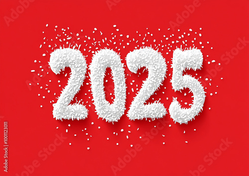 new year 2025 number on red background
