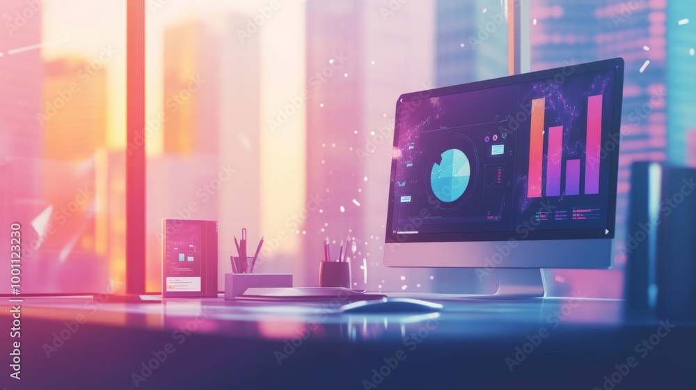 Modern Workspace with Data Visualization Modern Workspace with Data Visualization