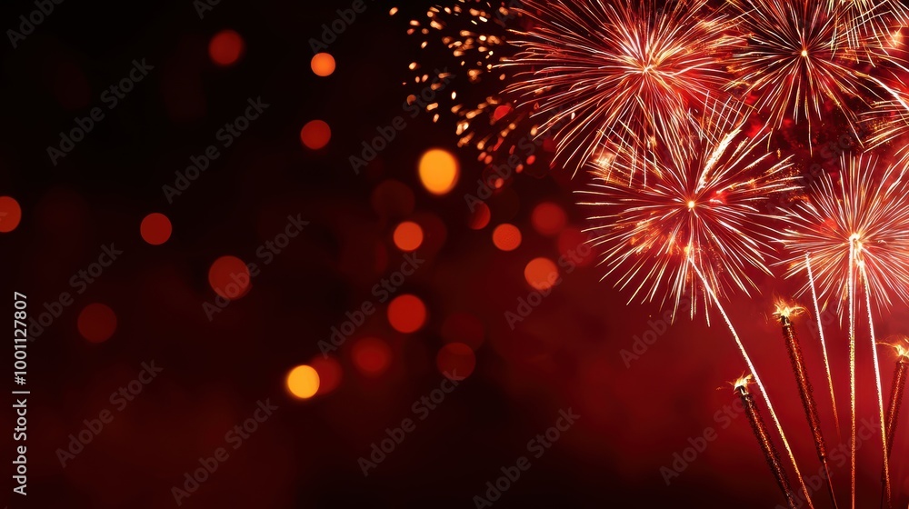 Obraz premium Vibrant Red Fireworks to Celebrate Special Occasions