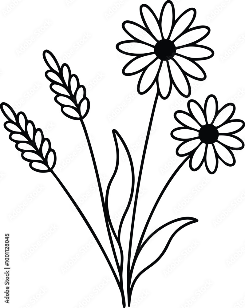 Charming Daisy and Lavender Bunch Vector Artwork for Creative Projects
Charming Daisy and Lavender Bunch Vector Artwork for Creative Projects