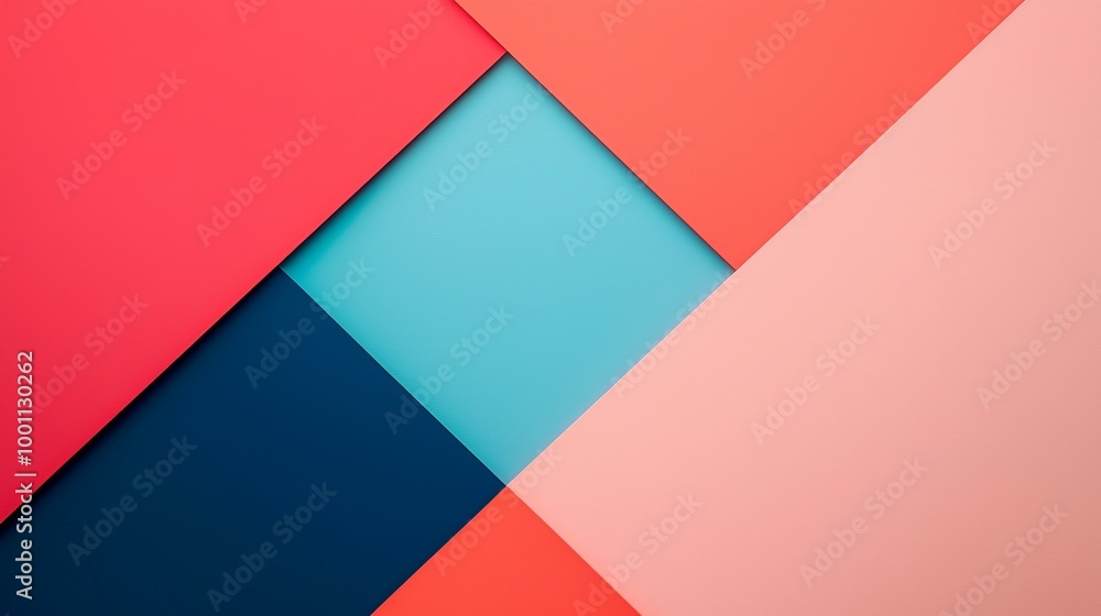 Colorful geometric paper sheets arranged in a modern design, white isolate background. Colorful geometric paper sheets arranged in a modern design, white isolate background.