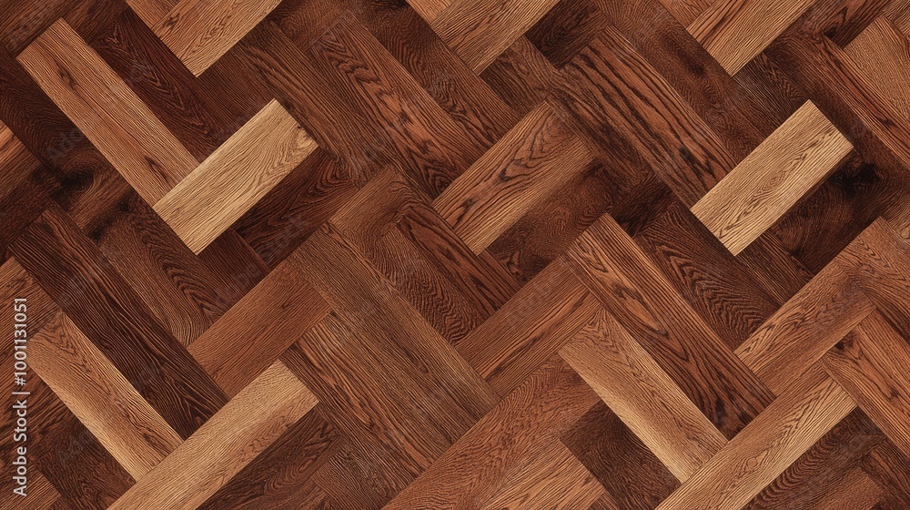 A red-brown oak parquet floor in a classic herringbone pattern, offering a luxurious and timeless look with warm tones. A red-brown oak parquet floor in a classic herringbone pattern, offering a luxurious and timeless look with warm tones.