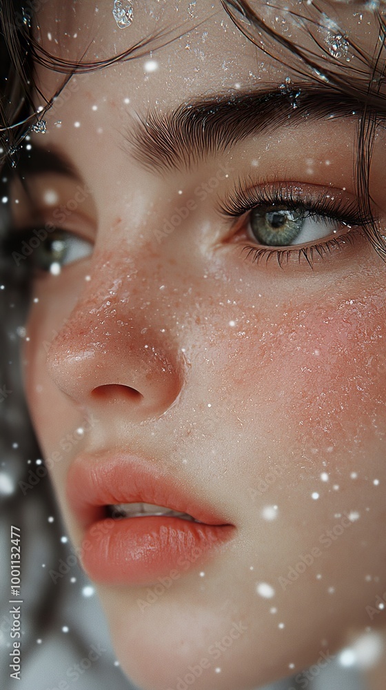 Close-Up Portrait of a Woman with Sparkles on Her Skin Close-Up Portrait of a Woman with Sparkles on Her Skin
