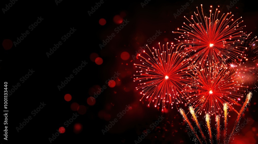 Obraz premium Happy New Year Celebration with Fireworks Display