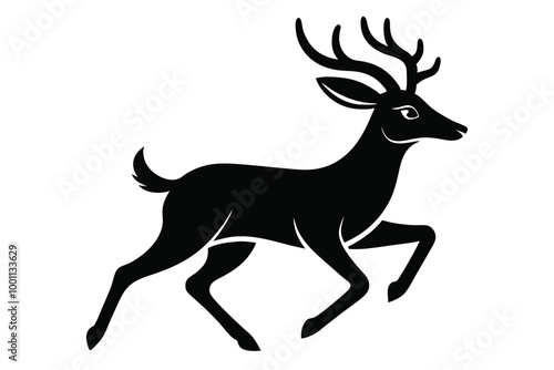 Solid color Mule Deer running animal vector design