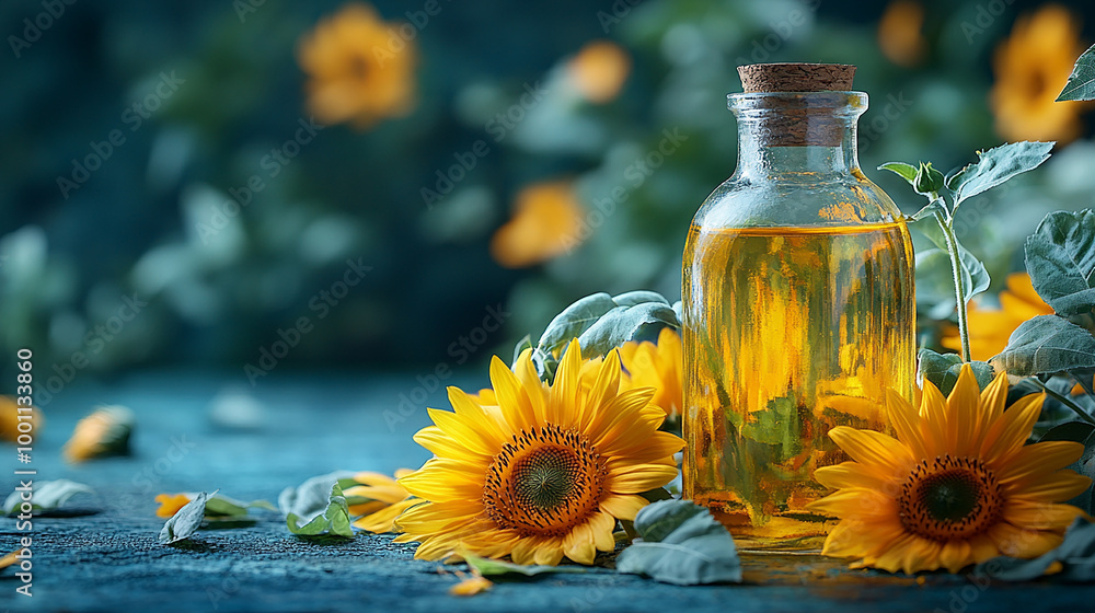 Oil in Clear Glass Bottle