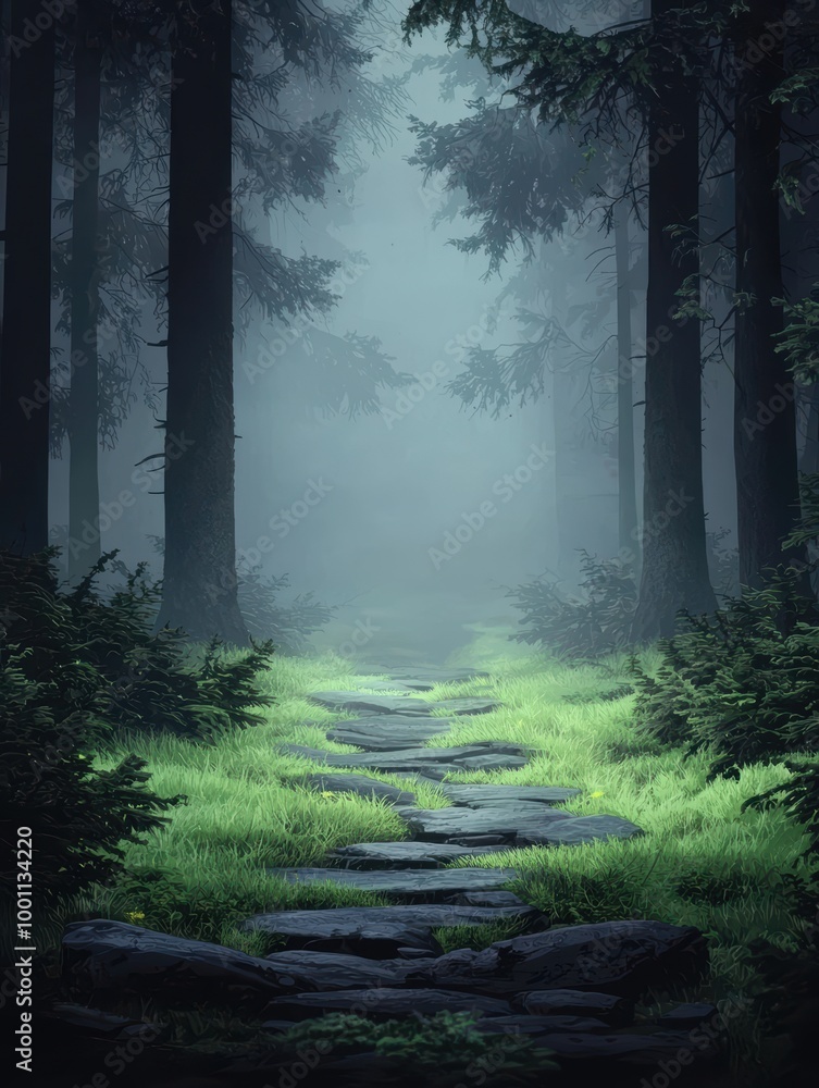 Glowing Path through an Illuminated Forest Glowing Path through an Illuminated Forest