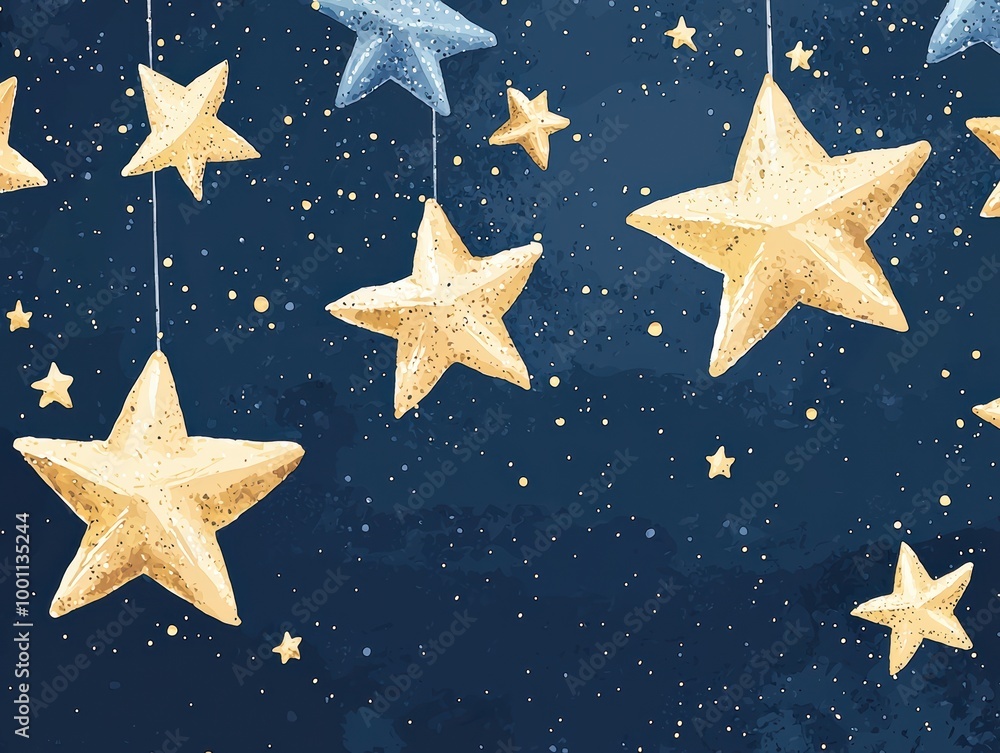 Falling Stars in a Dark Background Illustration Falling Stars in a Dark Background Illustration