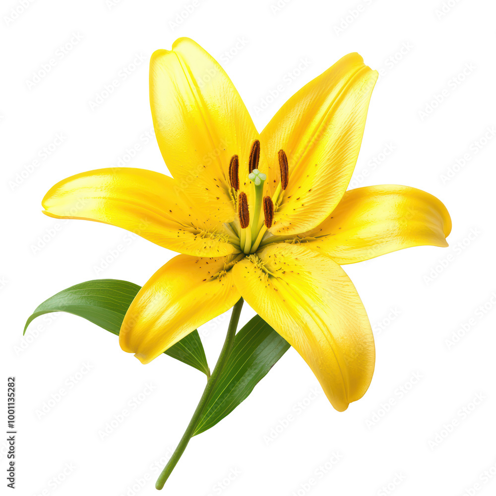 Vibrant yellow lily in full bloom Vibrant yellow lily in full bloom