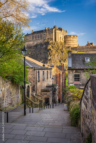 View of Edinburgh Castle on a sunny day, Scotland