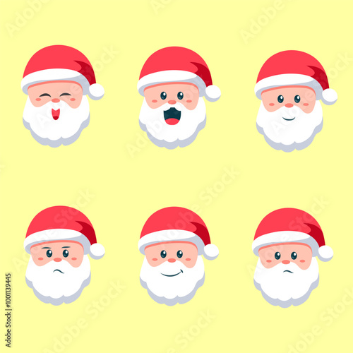 set of collection cute head santa claus in christmas for elements, clipart and sticker