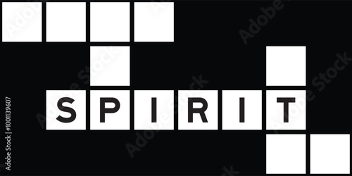 Alphabet letter in word spirit on crossword puzzle background