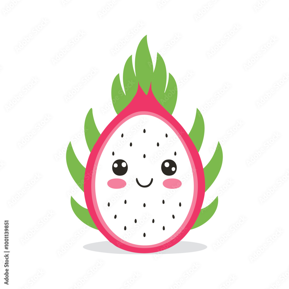 Obraz premium Dragon Fruit Cute Cartoon Fresh Animation Kawaii Healthy Character 