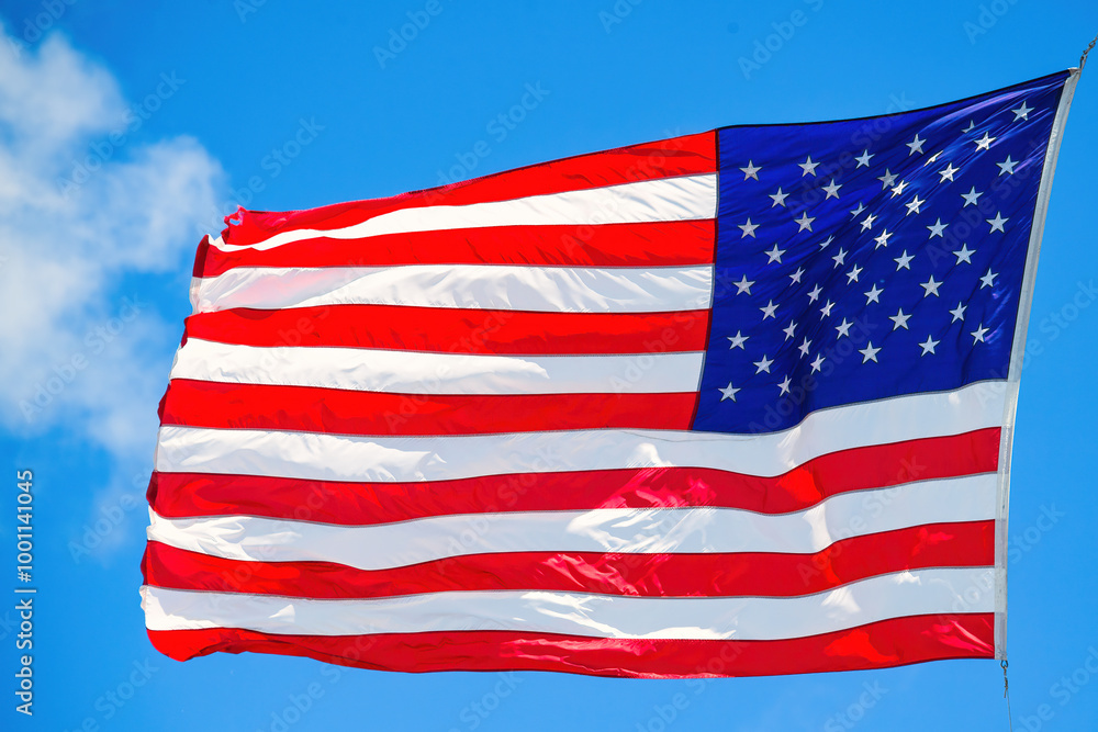Fototapeta premium American Flag In The Wind