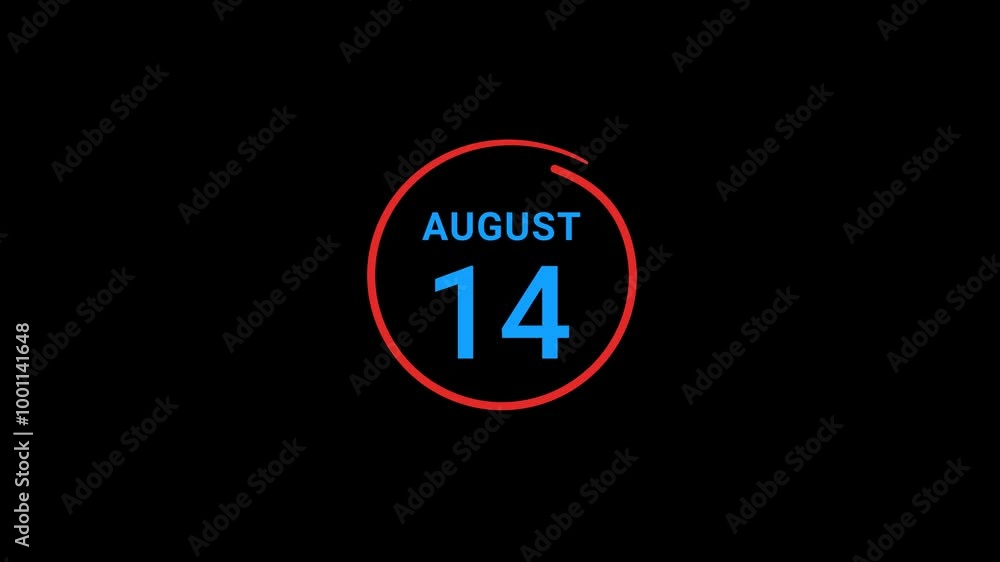 14th August calendar date Animation 14th August calendar date Animation