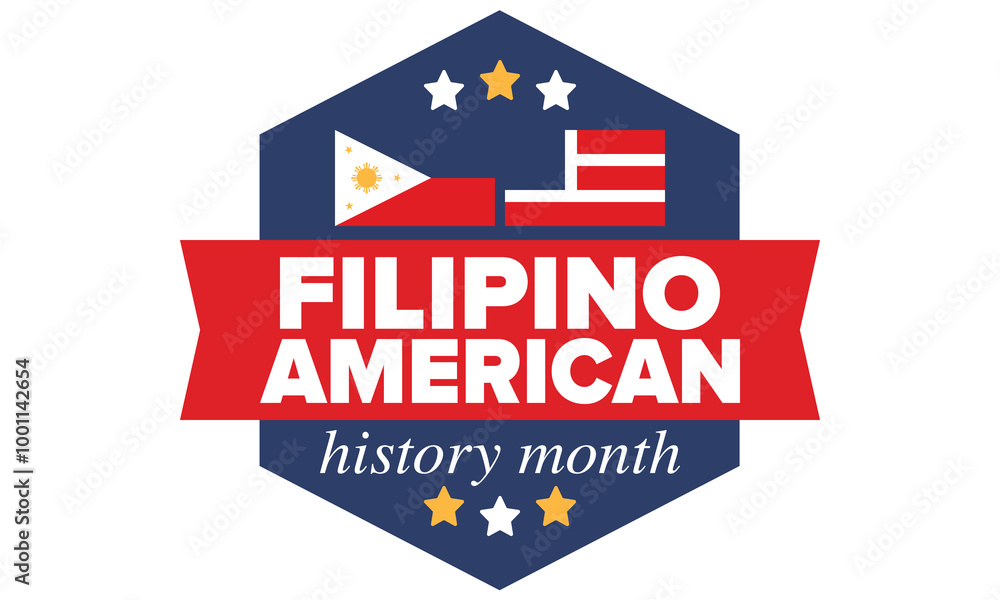 Filipino American History Month. Happy holiday celebrate annual in October. Filipinos and United States flag. Culture month. Patriotic design. Poster, card, banner, template. Vector illustration Filipino American History Month. Happy holiday celebrate annual in October. Filipinos and United States flag. Culture month. Patriotic design. Poster, card, banner, template. Vector illustration