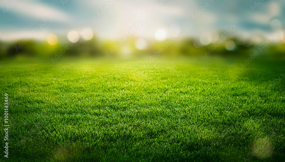 Naklejka premium green grass and sky