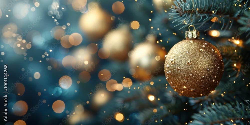 A beautifully decorated Christmas tree with sparkling golden ornaments and festive lights captures the joyful spirit of the holiday season A beautifully decorated Christmas tree with sparkling golden ornaments and festive lights captures the joyful spirit of the holiday season